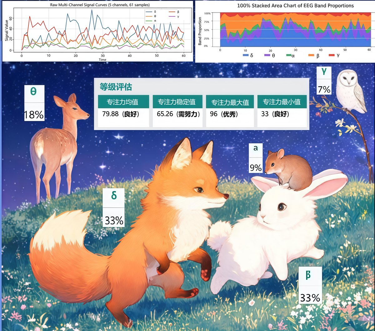 脑电数据图表与艺术创作示例